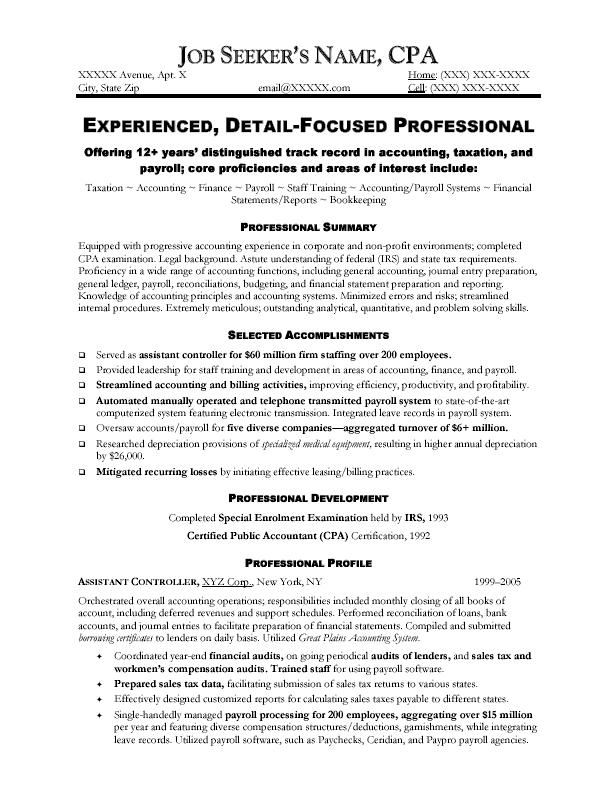 Cpa candidate resume objective