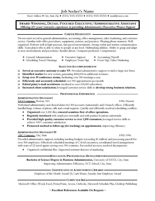 How to write a resume for an executive secretary position