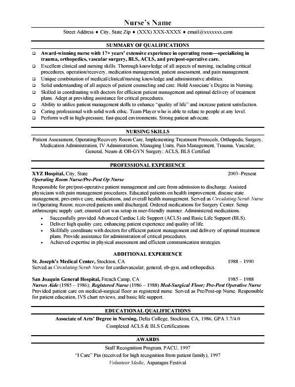 Nurse Sample Resume