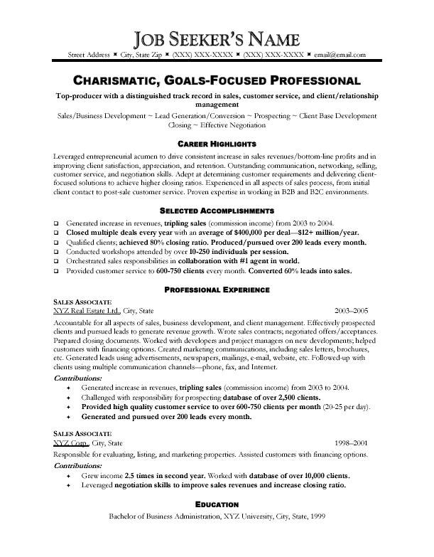 Resume salesman example